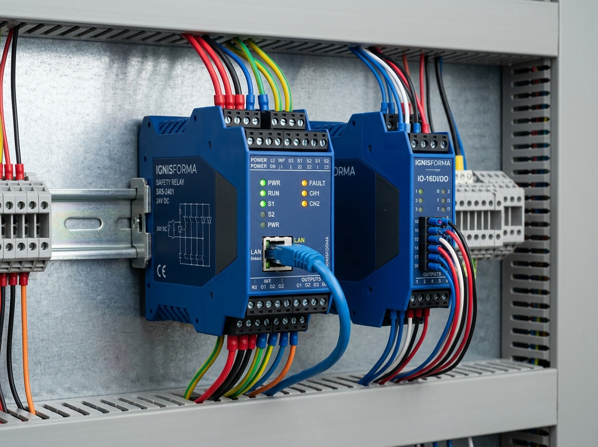 IGNISFORMA Blue DIN Rail Safety Relay and Fieldbus I/O Slice